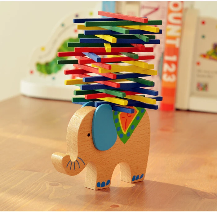 Baby font b Toys b font Educational Elephant Camel Balancing font b Blocks b font Wooden