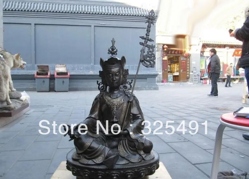 

18 Tibet Buddhism Copper bronze padma PadmaSambhava great master Buddha Statue z