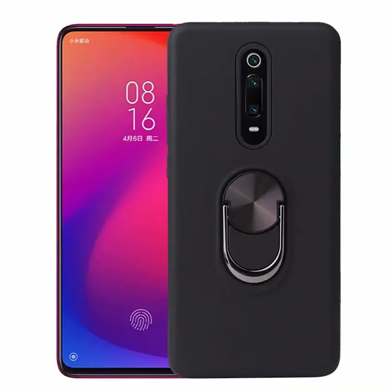 

For Xiaomi Mi9T Mi 9T Pro Case Car Magnetic Metal Finger Ring Holder Soft Silicone Cover for Redmi K20 Pro Candy Color TPU Case