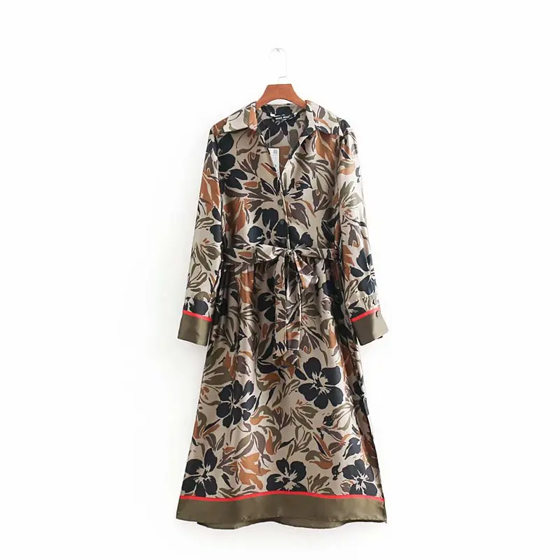 

Women Bohemian Dress 2019 Spring Party Maxi Dress Female Robe Bow Belt Chic Long Sleeve Cardigan Vestidos