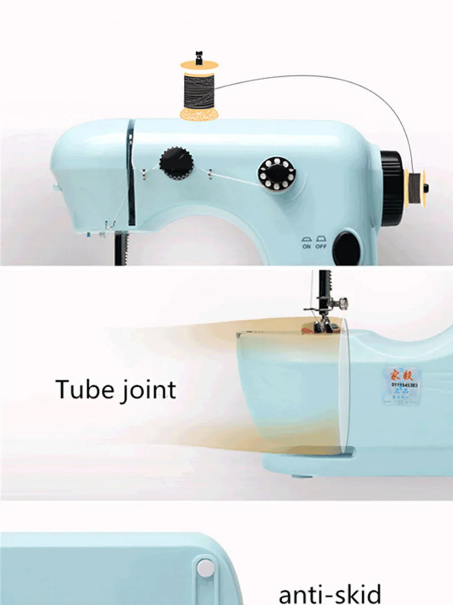 Мини-швейная машина, профессиональная плотная ткань, портативная синяя швейная машина для детей, Крафтовая машина для починки maquina de costura