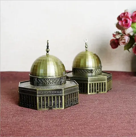 Modelo de Jerusalém Cúpula de Metal Retro Famoso Marco Arquitetônico Estatueta Estátua Edifício Home Office Desktop Decoração Presente Lembrança