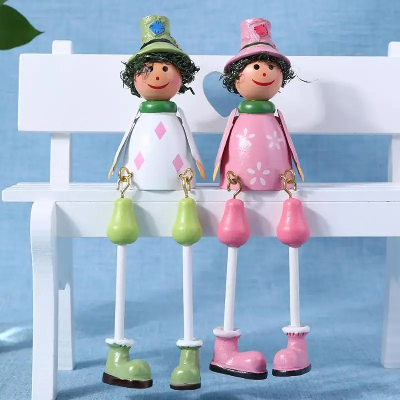 Buy 2pcs Wood Hand Painted Craft Hanging Foot Dolls