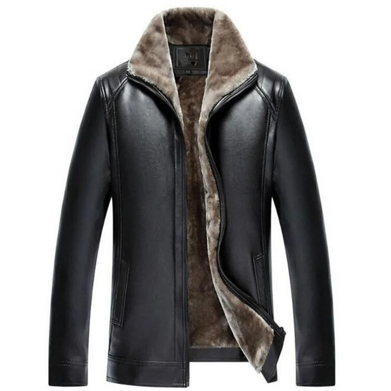 Мужская кожаная куртка, модная брендовая качественная куртка с флисовой подкладкой, мотоциклетная куртка-бомбер, пальто из искусственной кожи, мужская верхняя одежда, зимняя куртка