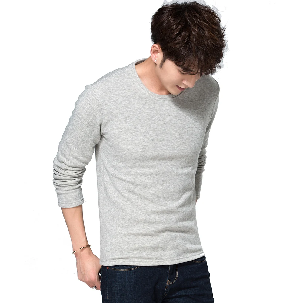 95 Cotton T shirt Men Undershirts Long Sleeve Fitness Soft Thermal Top