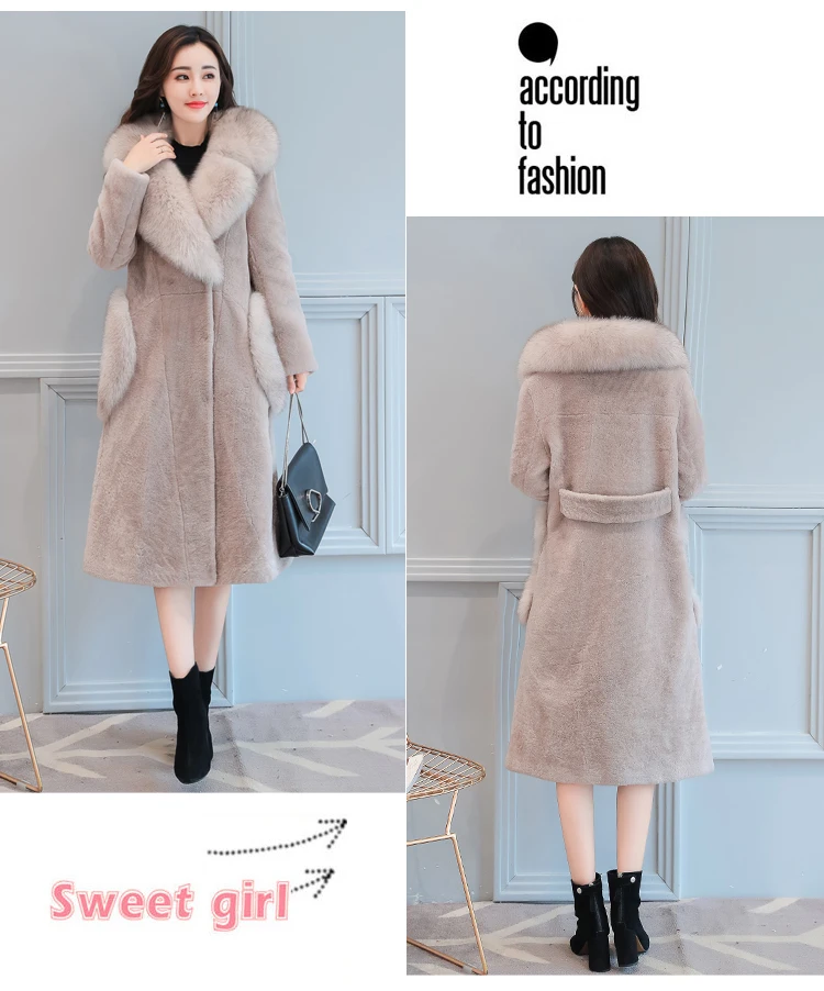 1193 Elegant Faux Fur Coat Long Women Fox Fur Collar Top Quality Luxury Wool Long Winter Coat Women Warm Office Party Coats 2018 1