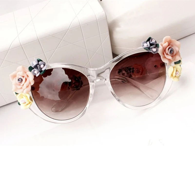 

Summer Oculos Vintage Retro Baroque Rose Flower Sunglasses for Women Brand Design Cat Eye Ladies Sun Glasses Gafas De Sol Mujer