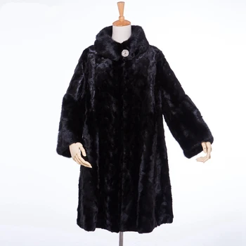 

Luxury Genuine Real Piece Mink Fur Coat Jacket Mandarin Collar Winter Women Fur Outerwear Coats Trench Overcoat X-Long LF4039