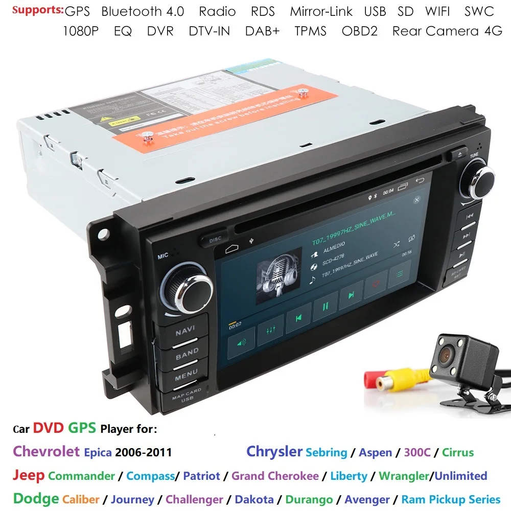 Excellent 1 din Auto Radio Android 9.0 Car DVD Player For Chrysler 300c jeep Compass/Dodge/RAM/Grand Cherokee Wrangle GPS Navi Head Unit 4