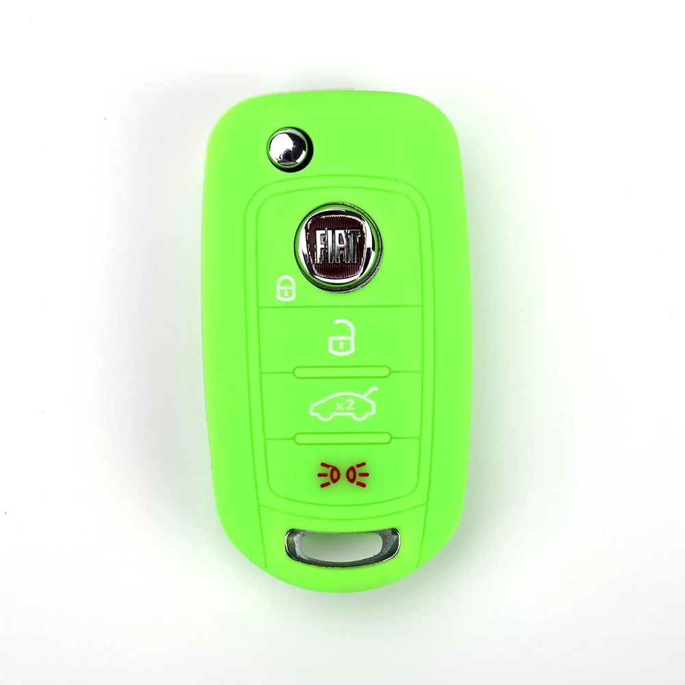 

Wholesale accepted Silicone rubber Car key cover case 4 Buttons Suitable For Fiat 500X Flip remote key bag Blank protector