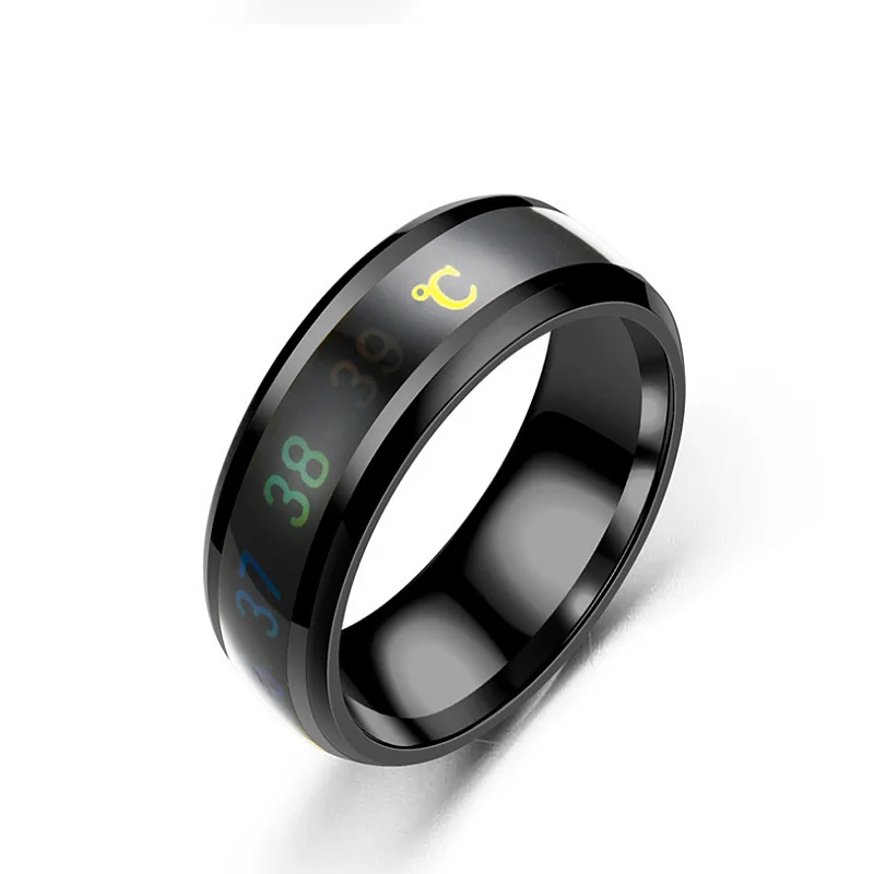 

Fashion Intelligent Thermometer temperature measuring ring Stainless steel simple creative Couple wedding jewelry Dropshipping