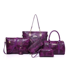 6 PCS Set Women font b Handbag b font Crocodile Alligator Composite Bag Women Messenger Bags