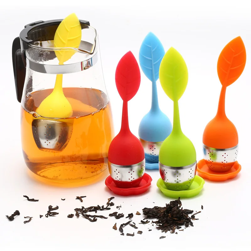 4pcs Tea Strainer Cute Leaf Silicone Tea Infuser Filter Teapot with
