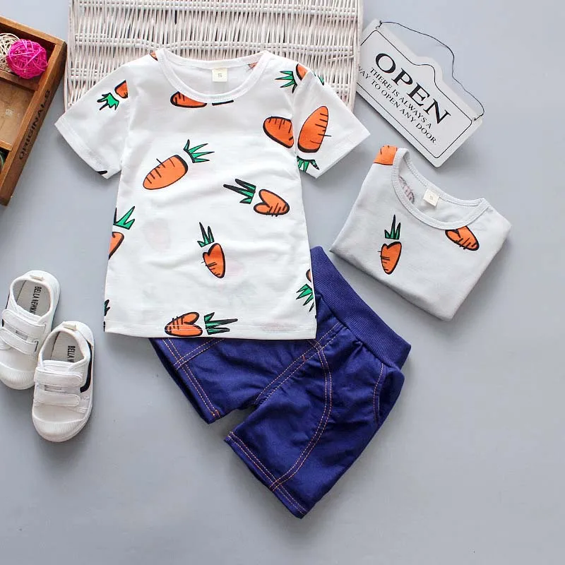 

2019 summer new boys clothes sets children fashion cotton tees+shorts 2pcs tracksuit for kids boys casual sport clothing 1-4T