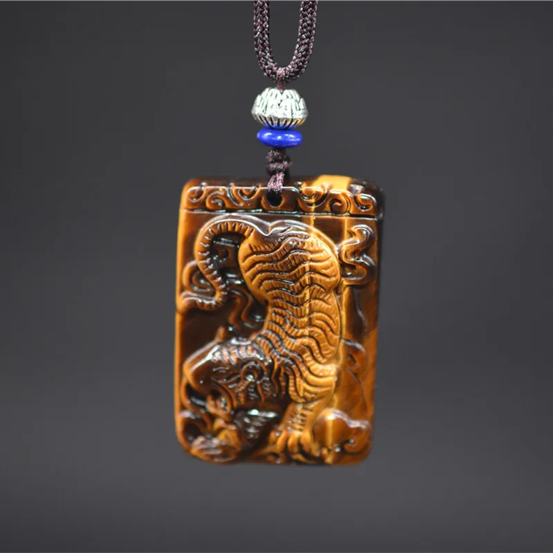 Alloy Metal Happy Lucky Chinese Zodiac Tiger Amulet Pendant Chain Necklace 