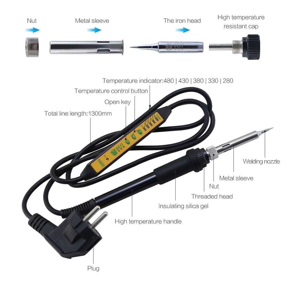BEST-102C высокое качество температура регулируемый сварочный паяльник с выключателем ремонтный инструмент припоя инструменты