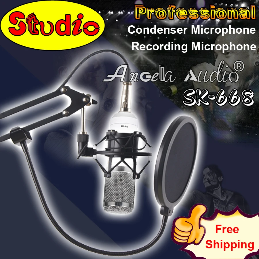 

Genuine SK668 Cardioid Directivity Broadcasting Microphone Professional Wired Mic Computer Recording Studio Condenser Microphone