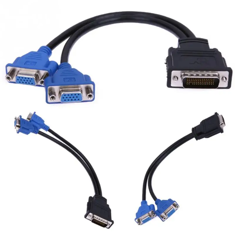 

New DVI-to-VGA Adapter Video Y Splitter DMS-59 Pin to Dual 15 Pin VGA Cable