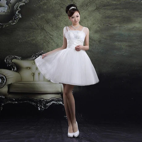 short white fluffy dress