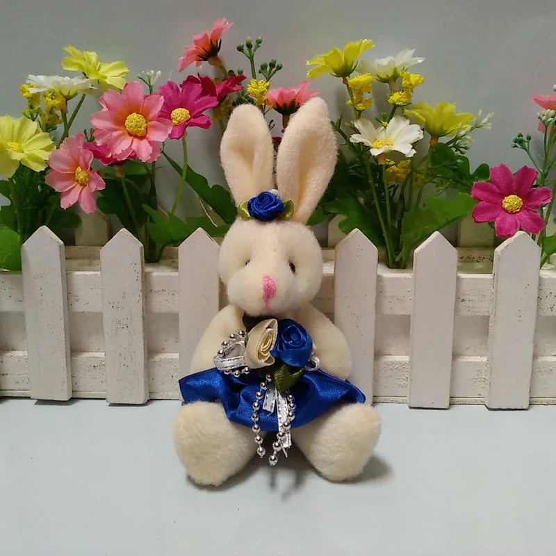 Новинка, 15 см, 50 шт./лот, pp хлопок, детские игрушки, плюшевая кукла, мини маленький кролик, цветы, букеты, кролик для свадьбы, пасхальный подарок, плюшевый кролик