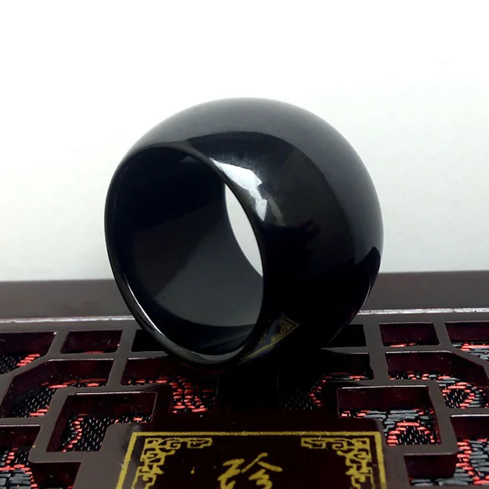 

Genuine natural Black Onyx Black Onyx Ring ring pull that male and female evil spirits transfer