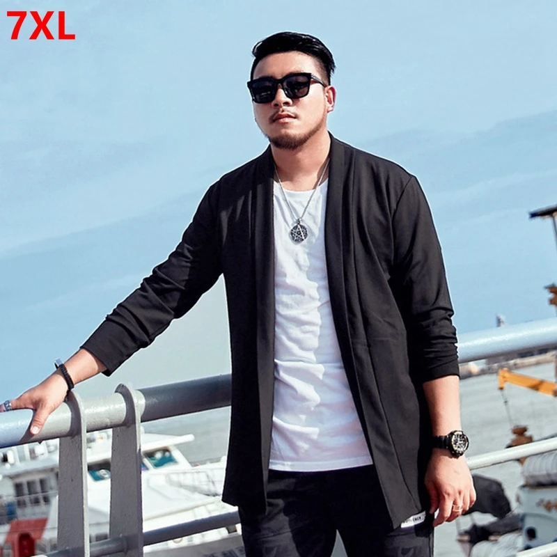 

Large size long cardigan men's large size windbreaker jacket man plus size cardigan jacket open stitch