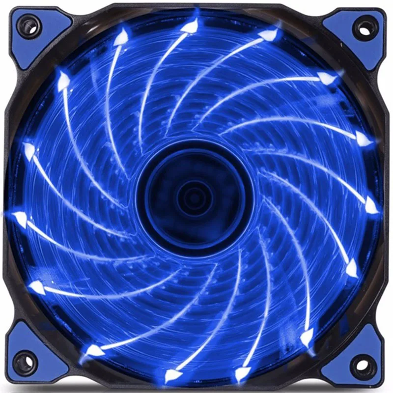 

120mm PC Computer 16dB Ultra Silent 15LEDs 12CM Case Fan Heatsink Cooler Cooling Anti-Vibration Rubber Fan12VDC 3P IDE 4pin