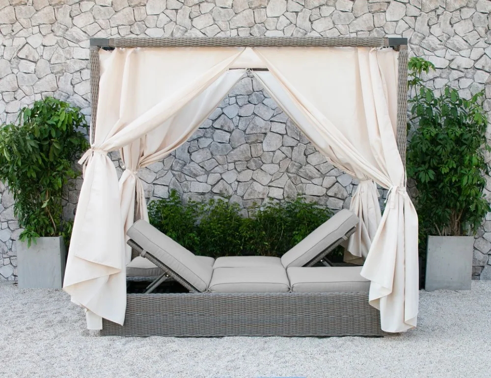 Новое поступление плетеная внутренний дворик сад НОВЕЙШИЙ МЕТАЛЛИЧЕСКИЙ кровать дизайн мебели