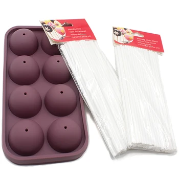 

Pop Sticks & Silicone Lollipop mold Set DIY 100Pcs Plastic Lollypop Sticks 8 Holes Popcake Mould Silicone