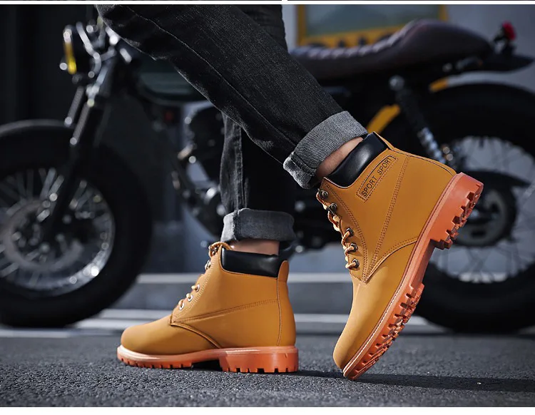 Autumn Men Ankle Boots Lace Up Men Fashion Mens Cowboy Boots Working Shoes Man Safety Timber Land Shoes Martin Army Boots