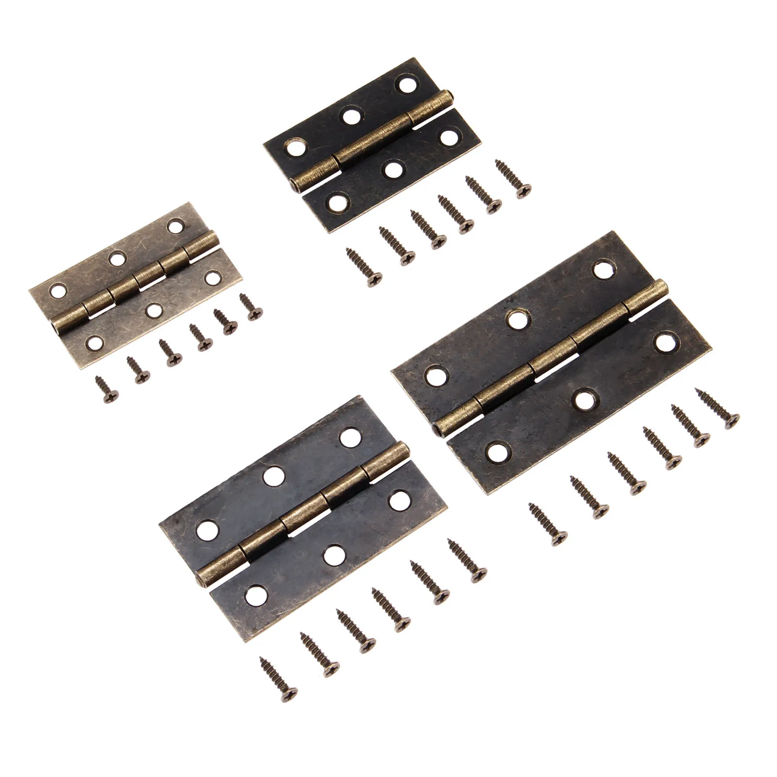 DRELD 2Pcs Cabinet Door Luggage Furniture Hinge Jewelry Wood Boxes Hinge 6 Holes Vintage Furniture Decoration with Screw