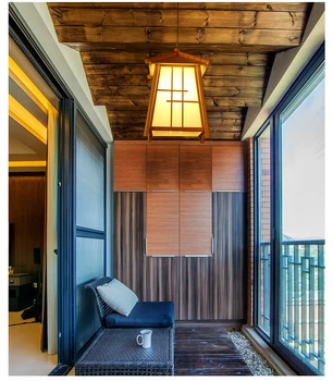 

Japanese tatami wood chandelier designer creative Bar Cafe Restaurant log LED lamp YA7263
