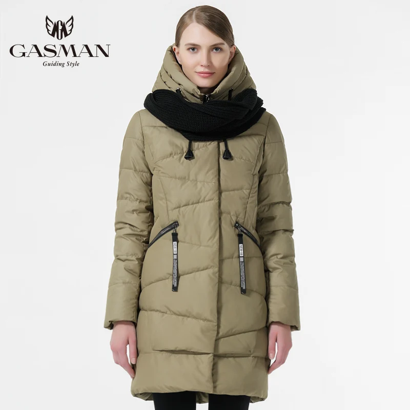 GASMAN 2018 Winter Women Thickening Bio Down Jacket With Scarf Winter Down Jackets And Coat For Women Brand Down Parka New