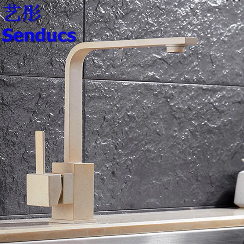 

Free shipping Senducs sanitary ware with single handle kitchen sink faucet of brass kitchen mixer tap by chrome water faucets