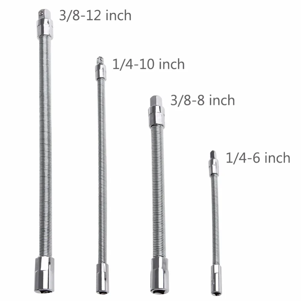 

OOTDTY 1pc 6/8/10/12" 3/8" 1/4" Hex Flexible Hose Screwdriver Extension Bit Adapter Socket 1A0495-10