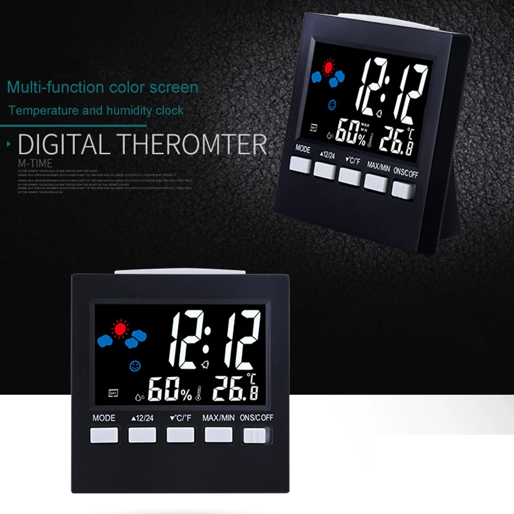 Многофункциональная цветная цифровая метеостанция, будильник, термометр, гигрометр, календарь, ЖК-дисплей, часы повтора