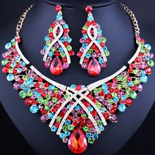 El envío Libre, La Moda de Moda de nigeria Perlas Africanas de la boda Joyería Fija el Collar Del Cristal Conjunto Banquete de Boda de Dubai De La Joyería