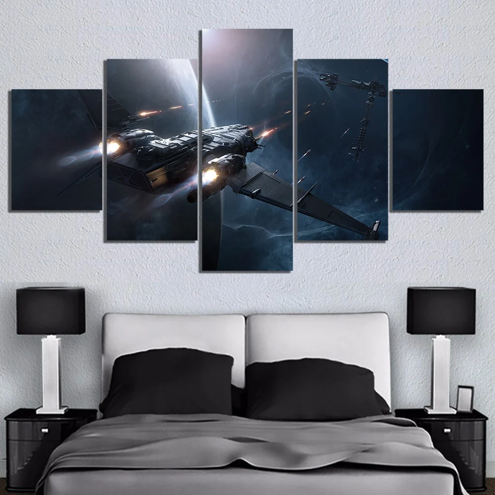 5 Piece HD Fantasy Art Pictures Space Ship Star Citizen Video Game Poster Wall Sticker Canvas Paintings for Home Decor | Дом и сад