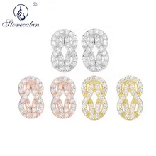 Женские серьги, 925 пробы, серебро, розовое золото, ювелирные изделия, европейский стиль, 8 прозрачных фианитов