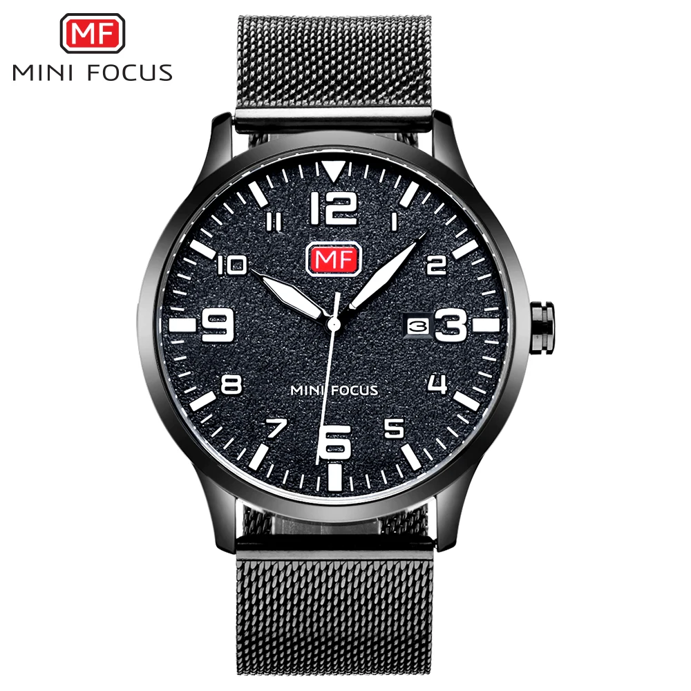 

MINIFOCUS Mens Watches Top Brand Luxury Sport Watch Mesh Steel Date Week Waterproof Quartz Watch for Men Clock Relogio Masculino