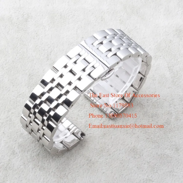 22 mm Stainless Steel Bracelet Silver Metal Flat End Watch Band Thin Quartz Watch Strap Accessories