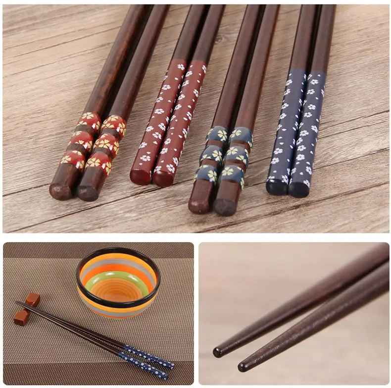 Одна пара японский стиль деревянные палочки семья Экологичные деревянные столовые приборы многоразовые корейские китайские палочки для еды
