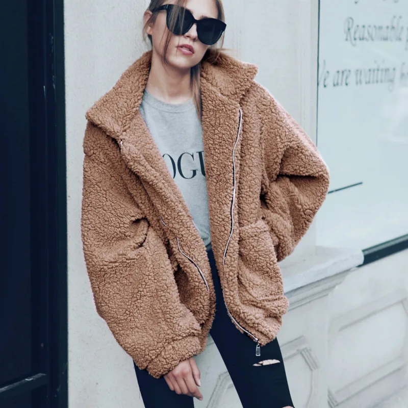 Six Senses Faux Lambswool Oversized Jacket Coat Winter