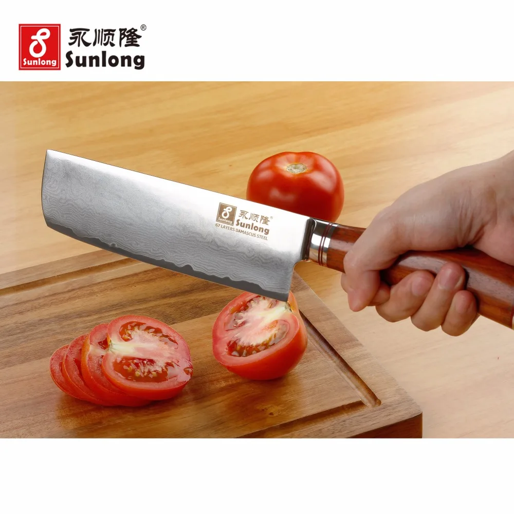 Sunlong Nakiri 6 5 дюймов Usuba японский VG10 забитая Дамасская сталь 67 слой Палисандр