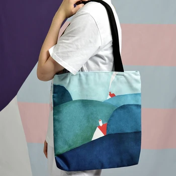 

2019 Original Casual Canvas Totes Landscape Print Ladies Shoulder Bag Women Tote Bags Shopping Bag
