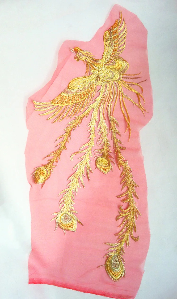 33*70 см супер великолепные кружевные нашивки золотые блестки красная пряжа Eugen Феникс патч для платье своими руками свадебное платье