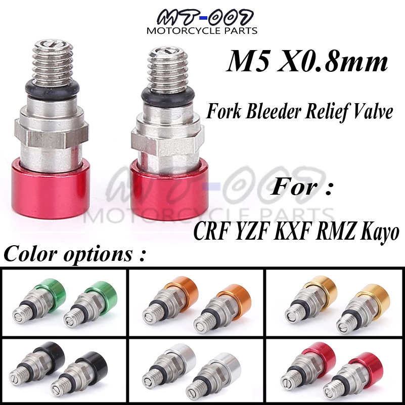 

New M5 0.8MM Fork Air Bleeder Relief Valve Motorcycle Motocross For CRF YZ85 YZ125 YZ250 YZ250F YZ450F WR250F WR450F Dirt Bike