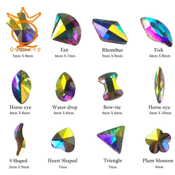 

144pcs Crystal Shiny 3D Nail Art Rhinestones AB Colorful Horse Eye/Waterdrop/Football/Diamond DIY Decor Charms Jewelry for Nails