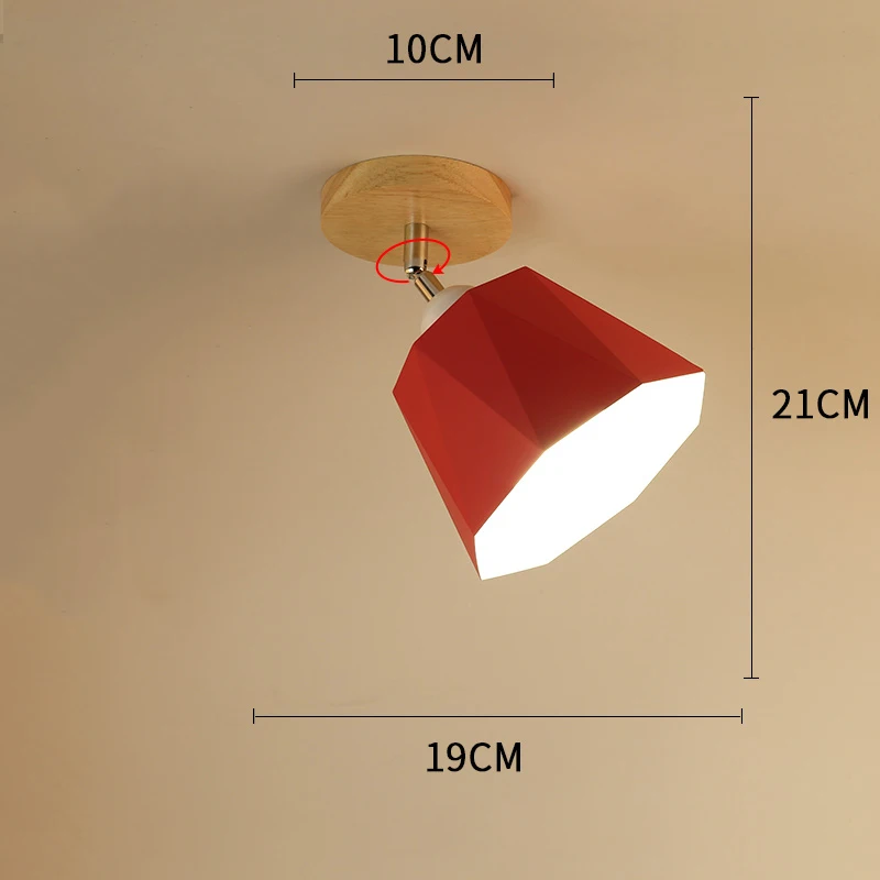 Современный светодиодный потолочный светильник в скандинавском стиле, подвесной светильник, деревянный потолочный светильник для гостиной, фойе, лофт, коридор, крыльцо, домашние фонари - Цвет корпуса: B-Red