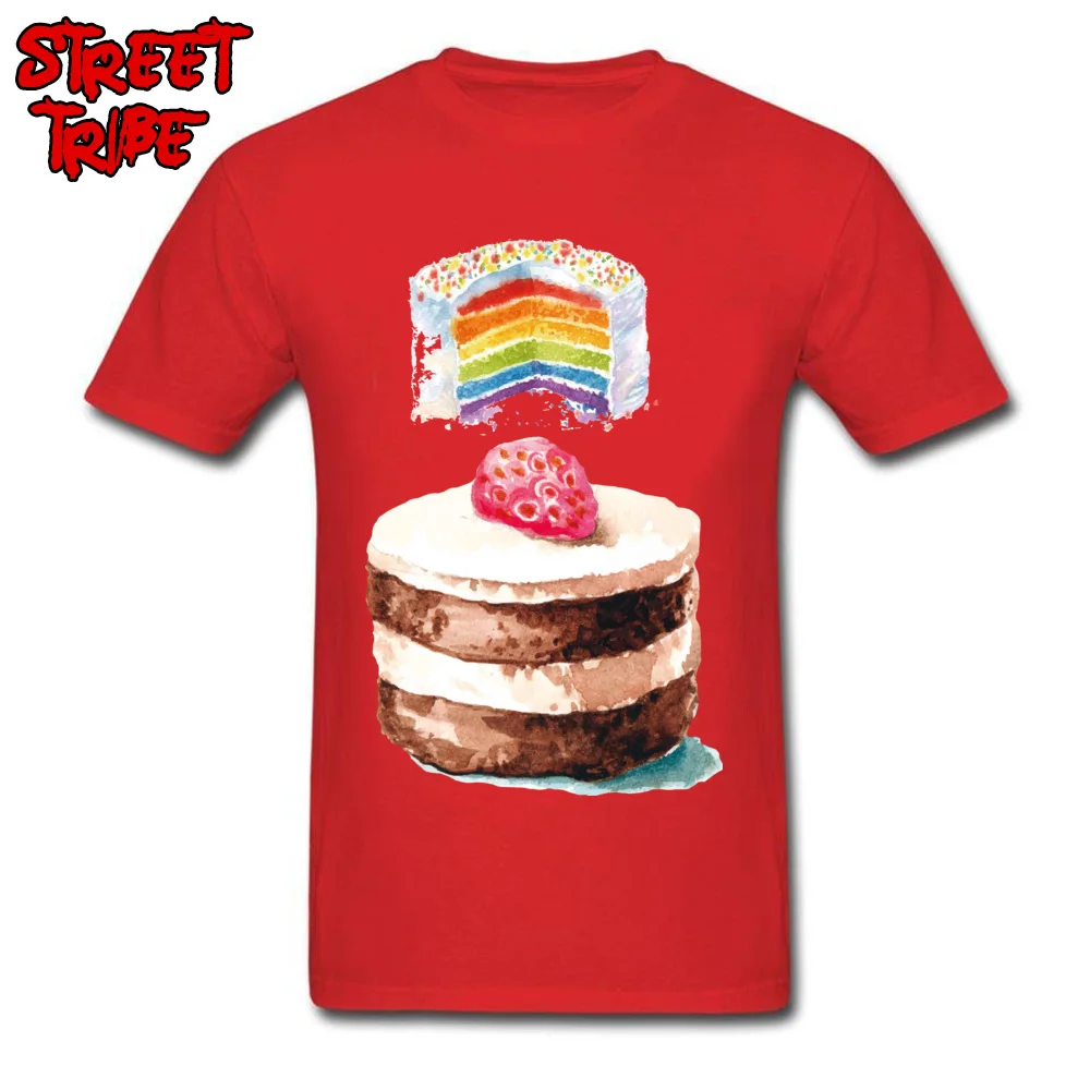 birthday cake 38289 Tops T Shirt Cute Crewneck 3D Printed Short Sleeve Cotton Fabric Adult T-Shirt Custom Tops T Shirt birthday cake 38289 red